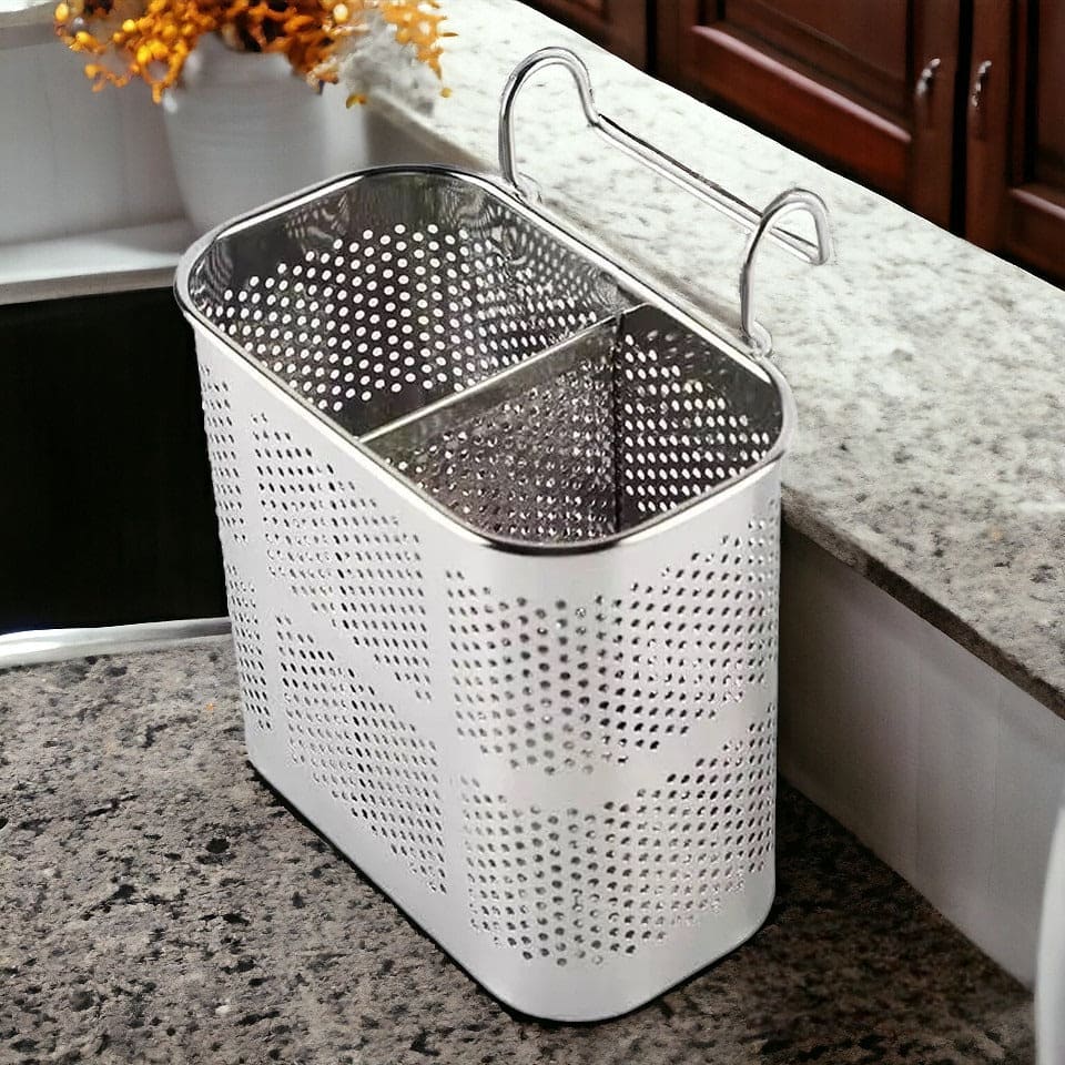 Stainless Steel Utensil Holder, Kitchen Wall Hanging Steel Cutlery Holder Organizer Rack, Multifunctional Chopstick Basket, Silverware Caddy Cutlery Rack, Drying Rack Basket Holder with Hooks Stainless Steel Utensil Holder, Kitchen Wall Hanging Steel Cutlery Holder Organizer Rack, Multifunctional Chopstick Basket, Silverware Caddy Cutlery Rack, Drying Rack Basket Holder with Hooks